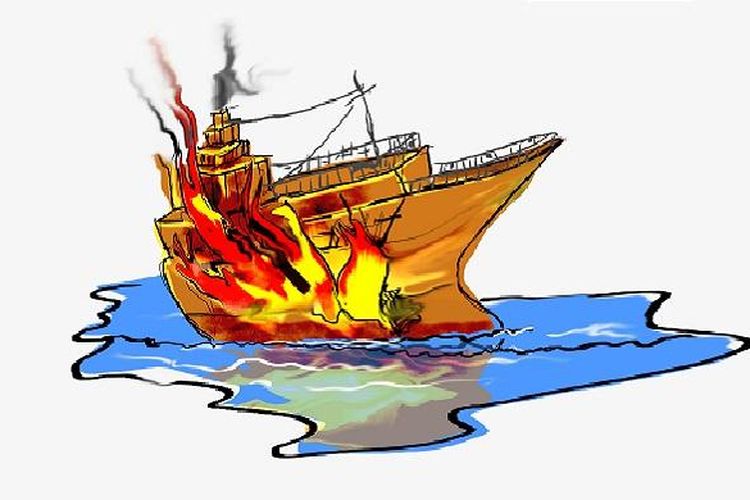 Dilempar Molotov, Kapal Barang Ekspor Miliaran Rupiah Terbakar